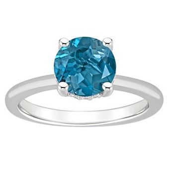 Alyson Layne Sterling Silver 8 mm Round Gemstone & Diamond Accent Ring