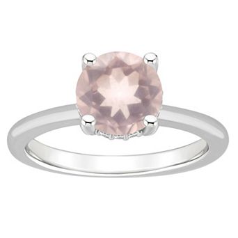Alyson Layne Sterling Silver 8 mm Round Gemstone & Diamond Accent Ring