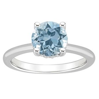 Alyson Layne Sterling Silver 8 mm Round Gemstone & Diamond Accent Ring