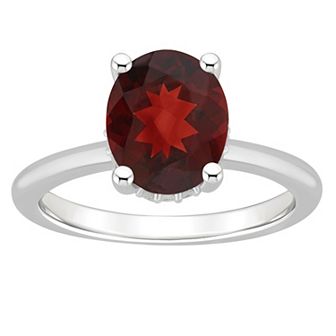 Alyson Layne Sterling Silver 10 mm x 8 mm Oval Gemstone & Diamond Accent Ring