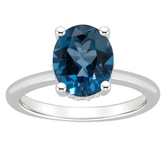 Alyson Layne Sterling Silver 10 mm x 8 mm Oval Gemstone & Diamond Accent Ring