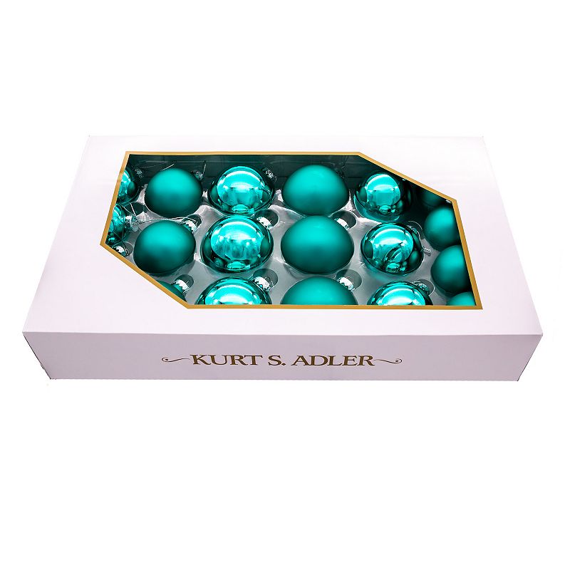 Kurt Adler Teal Balls Christmas Ornaments 20-piece Set, Blue