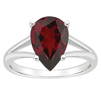 Alyson Layne Sterling Silver 12 mm x 8 mm Pear Shape Gemstone Split Shank Solitaire Ring