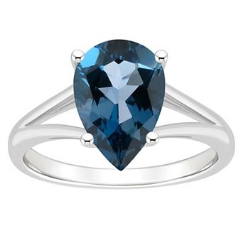 Alyson Layne Sterling Silver 12 mm x 8 mm Pear Shape Gemstone Split Shank Solitaire Ring