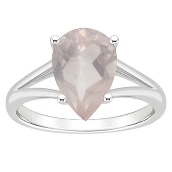 Alyson Layne Sterling Silver 12 mm x 8 mm Pear Shape Gemstone Split Shank Solitaire Ring