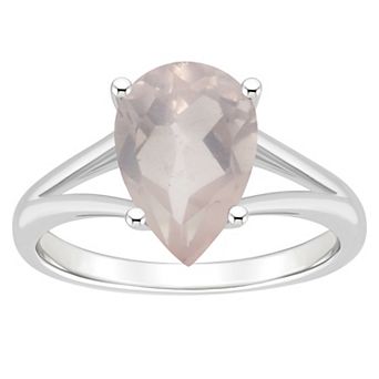 Alyson Layne Sterling Silver 12 mm x 8 mm Pear Shape Gemstone Split Shank Solitaire Ring