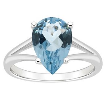 Alyson Layne Sterling Silver 12 mm x 8 mm Pear Shape Gemstone Split Shank Solitaire Ring