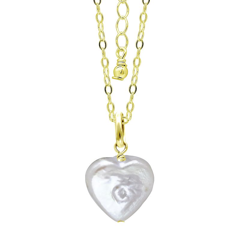 Aleure Precioso 18k Gold Over Silver Heart Shaped Freshwater Cultured Pear