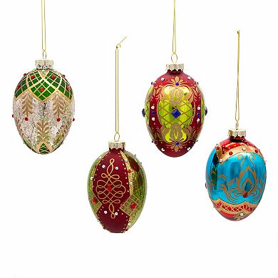 Kurt Adler Glass Egg Christmas Ornaments 4-piece Set