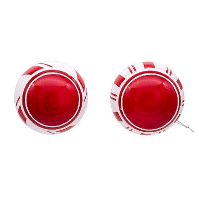 Kurt Adler Red & White Glass Ball Christmas Ornaments 6-piece Set