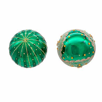 Kurt Adler Gold, Green & Blue Embellished Ball Christmas Ornaments 6-piece Set