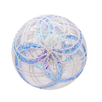 Kurt Adler Plaid Light Blue & Clear Glass Ball Christmas Ornaments 6-piece Set