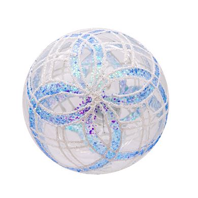 Kurt Adler Plaid Light Blue & Clear Glass Ball Christmas Ornaments 6-piece Set