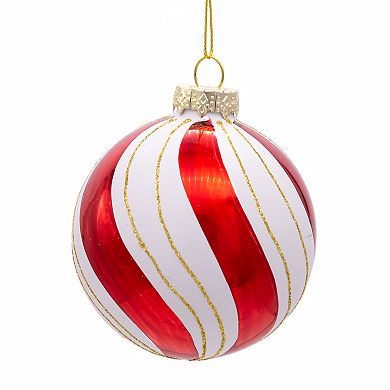 Kurt Adler Gold, Red & White Glass Ball Christmas Ornaments 6-piece Set