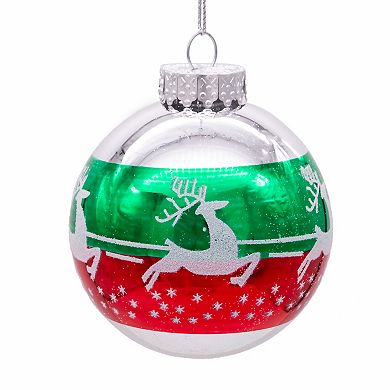 Kurt Adler Red & Green Reindeer Glass Ball Christmas Ornaments 6-piece Set