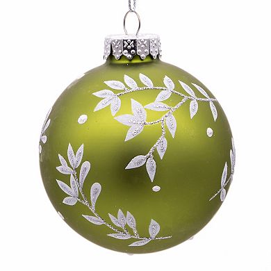 Kurt Adler Green Leaf Ball Christmas Ornaments 6-piece Set