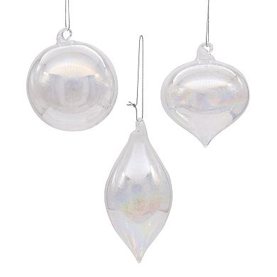 Kurt Adler Clear Iridescent Christmas Ornaments 3-piece Set