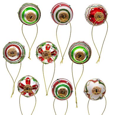 Kurt Adler Red & Green Decorated Egg Christmas Ornaments 9-piece Set
