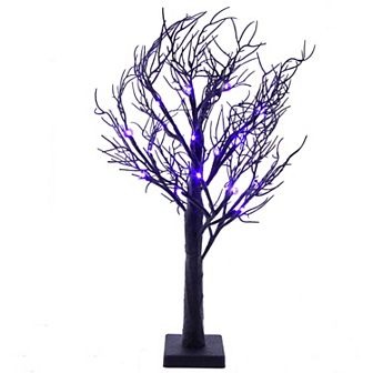 Kurt Adler 2-ft. Purple LED Black Glitter Artificial Tree