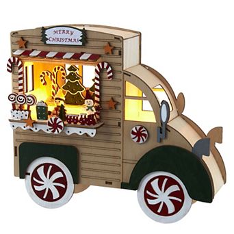 Pre-Lit Merry Christmas Gingerbread Truck Table Decor