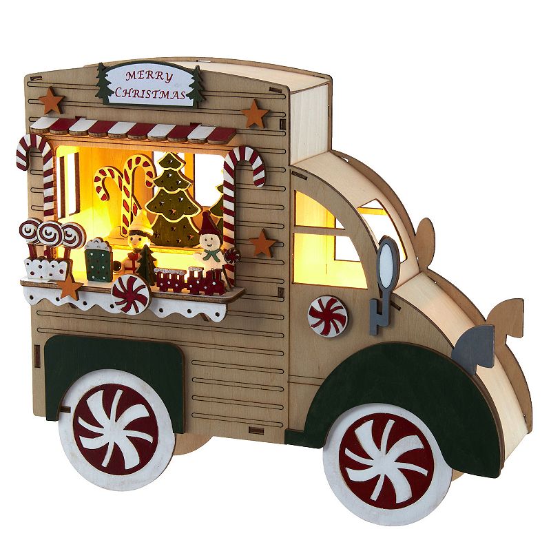 Pre-Lit Merry Christmas Gingerbread Truck Table Decor, Brown