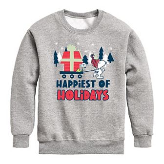 Boys 8-20 Peanuts Happiest Of Holiday Crew Fleece Sweatshirt