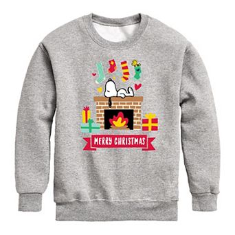 Boys 8-20 Peanuts Snoopy Fireplace Crew Fleece Sweatshirt