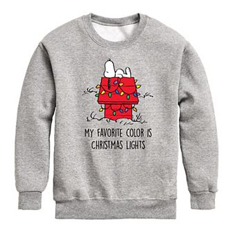 Boys 8-20 Peanuts Christmas Lights Crew Fleece Sweatshirt
