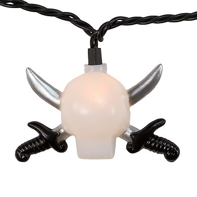 Kurt Adler 10-Light Skull & Silver Sword Halloween Light Set