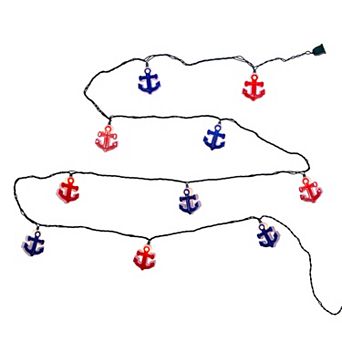 UL 10-Light Red & Blue Anchor String Light Set