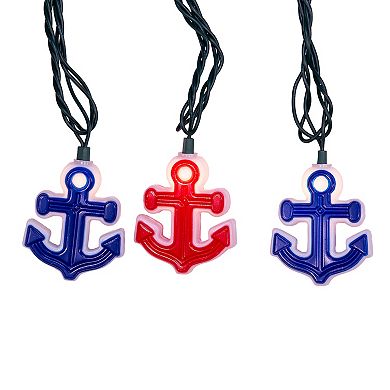 UL 10-Light Red & Blue Anchor String Light Set