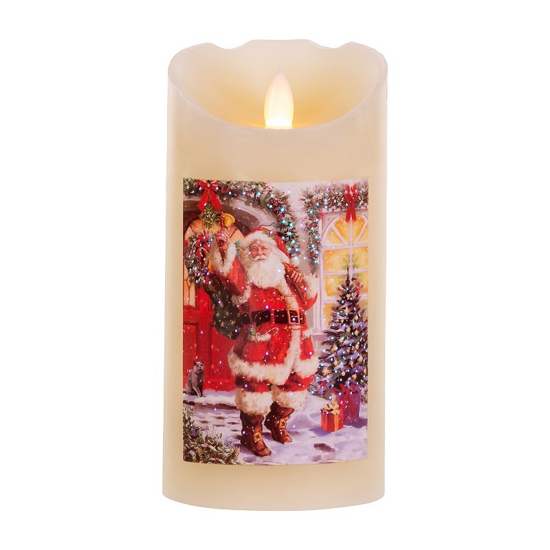 Santa LED Pillar Candle, Multicolor