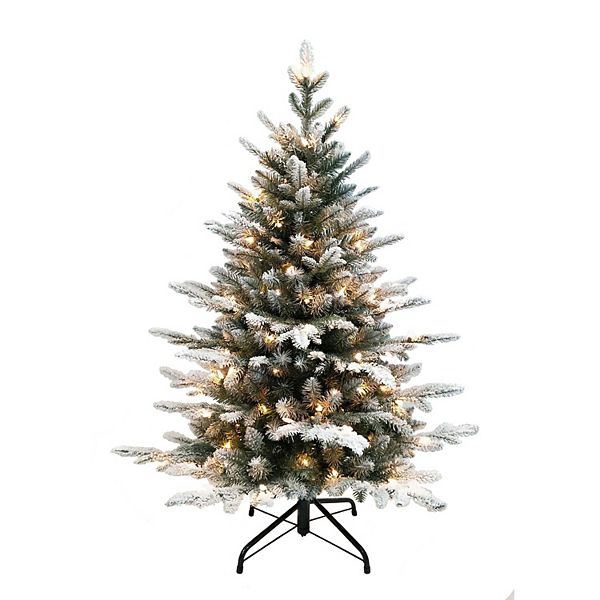 Lit Faux Frosted Pine Christmas Tree With Ornaments - 4 Ft.