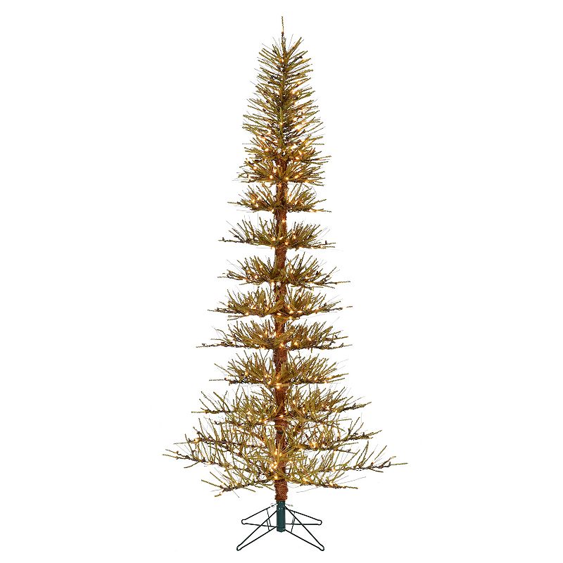 7.5-ft. Pre-Lit LED Slim German Layered Artificial Christmas Tree, Green