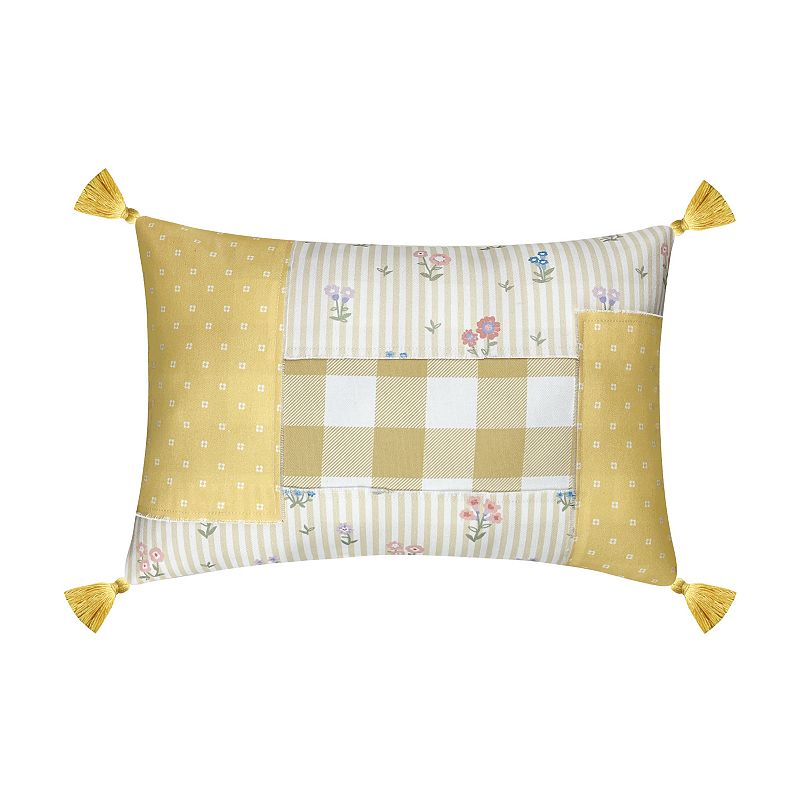 Celebrate Together Easter Spring Patchwork Throw Pillow, Med Yellow, 12X18