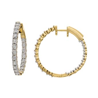 Sterling Silver 1/2 Carat T.W. Diamond Inside Outside Hoop Earrings