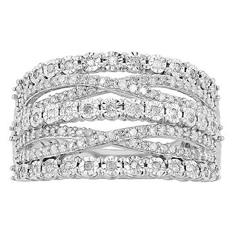 Sterling Silver 1/2 Carat T.W. Diamond Crossover Ring