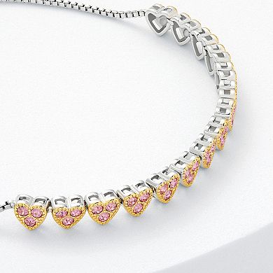 Brilliance Fine Silver Plated Crystal Heart Adjustable Bracelet