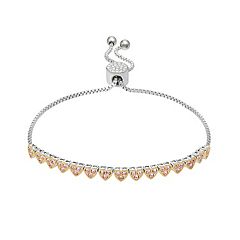 Bloom by Stella Grace Silver Heart Charm Toggle Bracelet