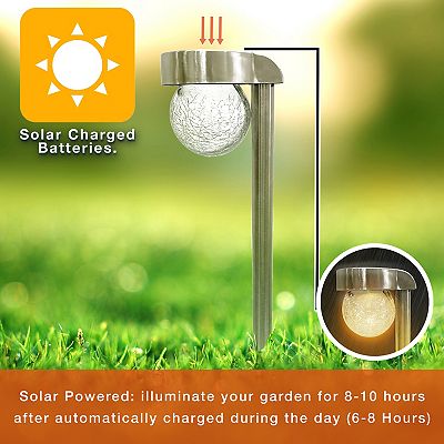 Crosslight Crackle Ball Solar Pathway Stake Light 4 piece Set