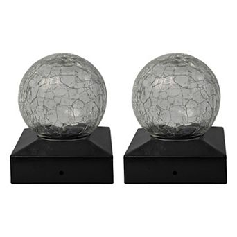Crosslight Crackle Ball Post Cap Solar Light 2 pc Set