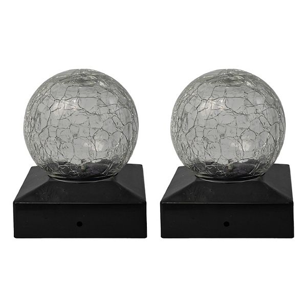 Crosslight Crackle Ball Post Cap Solar Light 2piece Set