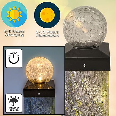 Crosslight Crackle Ball Post Cap Solar Light 2-piece Set