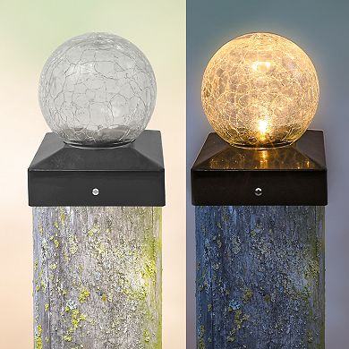 Crosslight Crackle Ball Post Cap Solar Light 2-piece Set