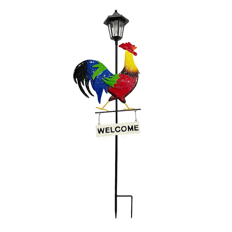 Crosslight Rooster Welcome Sign Solar Stake Light, Multicolor