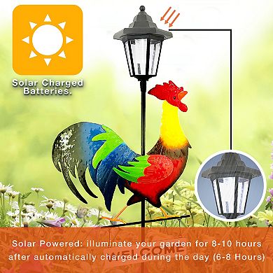 Crosslight Rooster Welcome Sign Solar Stake Light