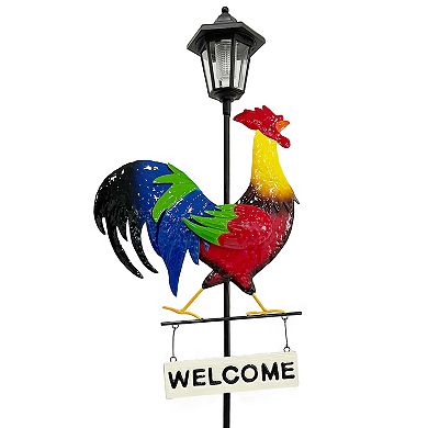 Crosslight Rooster Welcome Sign Solar Stake Light