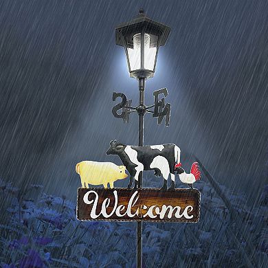 Crosslight Farm Animal "Welcome" Weathervane Solar Stake Light