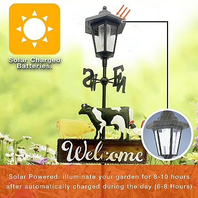 Crosslight Farm Animal "Welcome" Weathervane Solar Stake Light
