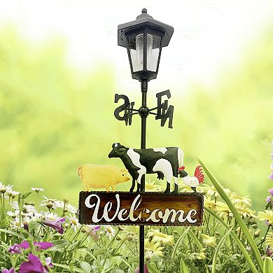 Crosslight Farm Animal "Welcome" Weathervane Solar Stake Light